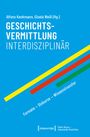 „Geschichtsvermittlung interdisziplinär“ in weiß auf blauem Hintergrund mit bunten Linien.