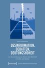 Vera Podskalsky, DESINFORMATION, DEBATTEN, DEUTUNGSHOHEIT. Illustration, politisches Gebäude, geteilt, Sprechblasen.