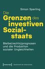 "Die Grenzen des investiven Sozialstaats. Bleibe(rechts)prognosen und die Produktion sozialer Ungleichheiten." Oben: Simon Sperling. Unten: [transcript] Gesellschaft der Unterschiede. Hintergrund: Dunkelgrün, Titel gelb.