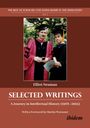 Titel: "SELECTED WRITINGS", Elliot Neaman. Zwei Personen in akademischen Roben. Hintergrund: grüne Bäume.