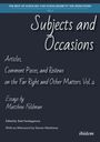 Matthew Feldman: Subjects and Occasions, Buch