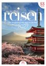 „reisen, Der Wochenkalender rund um die Welt 2027“. Ein Pagoden-Tempel und blühende Kirschbäume vor einem Berg.