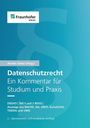 "Datenschutzrecht: Ein Kommentar für Studium und Praxis" steht auf einem blauen Hintergrund mit einem Paragraphen-Symbol.