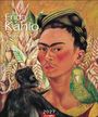 Frida Kahlo Kalender 2027. Es zeigt ein Gemälde von Frida mit Affe und Papagei vor Blättern.