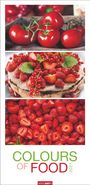 "COLOURS OF FOOD 2027" in grüner und roter Schrift. Fotos von frischen Tomaten und Beeren.
