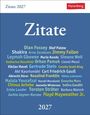 Text: "Zitate 2027", "Harenberg", "Zitate", "2027". Wörter verschiedener Persönlichkeiten in bunter Schrift auf blauem Hintergrund.