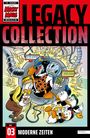 "LEGACY COLLECTION", "NR. 03", "MODERNE ZEITEN". Cartoon von Entenfiguren, einer in Fellkostüm mit Ei, umgeben von Maschinen.