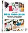 "DEIN FOTO-LEBEN" in Blau. Darunter Fotos und Geräte. Ein Paar schaut auf ein Laptop. Unten fotoreiche Szenen.