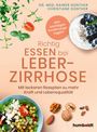 Titel: "Richtig essen bei Leberzirrhose". Zwei bunte Schalen mit gesunden Zutaten, Kräuter und Nüsse. Logo: "humboldt".