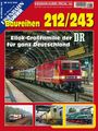 Text oben: "EK-Special 165", "Eisenbahn-Kurier Special 165". Groß: "Baureihen 212/243". Bildbeschreibung: Rote Lokomotive im Bahnhof.