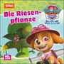 "Die Riesenpflanze", "Paw Patrol", "Helfer auf vier Pfoten". Fröhlicher Hund in Piloten-Outfit vor großer Pflanze.
