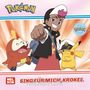 "SING FÜR MICH, KROKEL" mit Pokémon-Logo. Ein junger Trainer, ein Krokodil-ähnliches und ein gelbes Wesen mit Mütze auf farbigem Hintergrund.