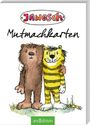 „Mutmachkarten“ steht unter einem bunten „Janosch“-Logo. Ein Bär und Tiger umarmen sich. Unten „arsEdition“.