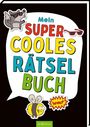 "Mein super cooles Rätselbuch" steht groß in bunten Buchstaben. Ein Cartoon-Hund und eine Biene sind sichtbar.