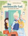 „Der unerwünschte Gast“ von Hendrikje Balsmeyer ist eine Illustration über Zöliakie, mit einer Frau und einem Mädchen an der Tür.