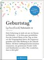 "Geburtstag [ɡəˈbuːɐ̯t͡sˌtaːk] Substantiv m. Text über die Bedeutung des Geburtstags. Bunte Konfetti und ein Herz sind sichtbar."