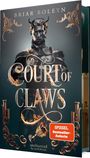 Text: "Court of Claws", "Briar Boleyn", "SPIEGEL Bestseller-Autorin". Ein dunkler, dämonischer Krieger in Rüstung.