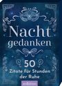 "Nachtgedanken. 50 Zitate für Stunden der Ruhe." Verzierungen und Maske vor sternenklarem Hintergrund.