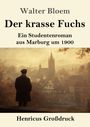 "Der krasse Fuchs", ein Studentenroman aus Marburg um 1900 von Walter Bloem. Im Hintergrund eine herbstliche Stadtansicht.