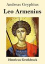 "Andreas Gryphius. Leo Armenius. Henricus Großdruck." Ein ikonisches Gemälde eines Heiligen mit lockigem Haar und Speer.