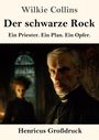 Titel „Der schwarze Rock“. Untertitel „Ein Priester. Ein Plan. Ein Opfer.“ Ein Priester und Frau in düsterem Raum.