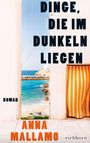 "Dinge, die im Dunkeln liegen", Anna Mallamo, Roman, Seeblick durch Gebäudedurchgang mit orange-weißem Vorhang.