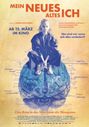 Titel: Mein neues altes Ich. Ab 12. März im Kino. Illustration: Frau in Blau auf einem Gehirn sitzend. Chemische Formeln sichtbar.
