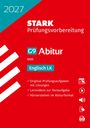 2027 STARK Prüfungsvorbereitung. G9 Abitur Englisch LK, NRW. Roter Hintergrund mit weißen und blauen Elementen.