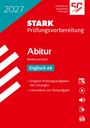 2027, STARK Prüfungsvorbereitung, Abitur Niedersachsen, Englisch eA. Rotes Design mit Logo und Icons für PDF und Videos.