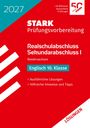 Titel: "Stark Prüfungsvorbereitung 2027". Thema: Englisch 10. Klasse. Farbe: Rot-Weiß-Design mit Logo.