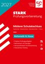 Titel: "STARK Prüfungsvorbereitung, Mittlerer Schulabschluss, Mathematik 10. Klasse, NRW, Original-Prüfungsaufgaben". Im Hintergrund rote und türkisfarbene Gestaltung mit weißen grafischen Elementen.