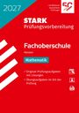 STARK Prüfungs­vorbereitung 2027, Fachober­schule Hessen, Mathematik. Rotes Design mit Logo und Pfeilmuster.