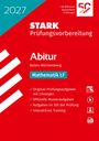 Text: "2027, STARK Prüfungsvorbereitung, Abitur Baden-Württemberg, Mathematik LF." Rotes Cover, weißer Text, blaues Detail.