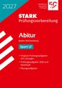 Text: "2027", "STARK Prüfungsvorbereitung", "Abitur Baden-Württemberg", "Sport LF". Roter Hintergrund mit diagonalem Design.