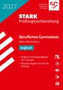 2027, STARK Prüfungsvorbereitung, Berufliches Gymnasium Baden-Württemberg, Englisch. Rotes Design mit Icons und Logo.