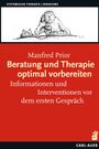 "Beratung und Therapie optimal vorbereiten" von Manfred Prior. Oben ist eine Cartoon-Zeichnung eines Mannes am Telefon.