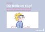 „Die Brille im Kopf“ von Monika Röder. Illustration eines nachdenklichen Menschen mit gelbem Haar und gemalter Brille.