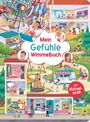 Text: "Mein Gefüh­le Wimmelbuch. Mit Rätselspaß." 

Illustration eines geschäftigen Parks mit spielenden Kindern.