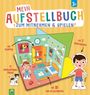 „Mein Aufstellbuch zum Mitnehmen & Spielen“. Illustration: Kinderzimmer-Szene mit Pop-up und Figuren. Enthält 4 Räume.