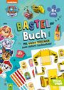 "Paw Patrol Bastelbuch. Mit vielen Vorlagen zum sofort Losbasteln! Logo, bunte Zeichnungen von Hunden und Bastelmaterialien."