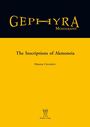 Titel: "The Inscriptions of Akmoneia". Autor: Hüseyin Uzunoğlu. Oben "Gephyra Monographs". Unten ein Logo von Phoibos Verlag.