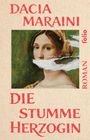 "DACIA MARAINI DIE STUMME HERZOGIN ROMAN". Eine historische Frauenporträt-Illustration mit zerrissenem Ausschnitt.
