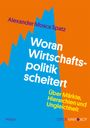 Titel: "Woran Wirtschaftspolitik scheitert". Autor: Alexander Mosca Spatz. Hintergrund in Orange und Blau.
