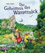 „Das Geheimnis des Wassernöck“ von Lilian Kraft. Verspielte Illustration eines Waldes mit einem Wesen und einem Salamander.