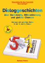 "Dialoggeschichten über Demokratie, Mitbestimmung und gleiche Chancen." Zwei Zahlen auf dem Grundgesetz als Illustration.
