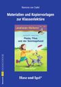 "Materialien und Kopiervorlagen zur Klassenlektüre. Lesehasen-Bücherei: Paula, Titus und der Sonntagshund. Illustration: Mädchen und Hund laufen über Wiese."