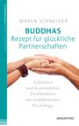 Titel: "BUDDHAS Rezept für glückliche Partnerschaften". Bild von vier Händen, die sich sanft halten.