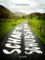 "Jutta Nymphius, SCHAFE SCHUBSEN, Tulipan. Ein Weg führt durch grüne Hügel, Schafe grasen daneben."