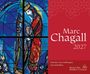 "Marc Chagall 2027. Kalender zum Aufhängen und Aufstellen." Links ein farbenreiches Glasfenster mit einer Figur.