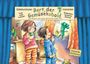 Titel: "Bert, der Gemüsekobold". Zwei Kinder sehen aus einem Fenster, wo sich ein Brokkoli-Menschen steht.